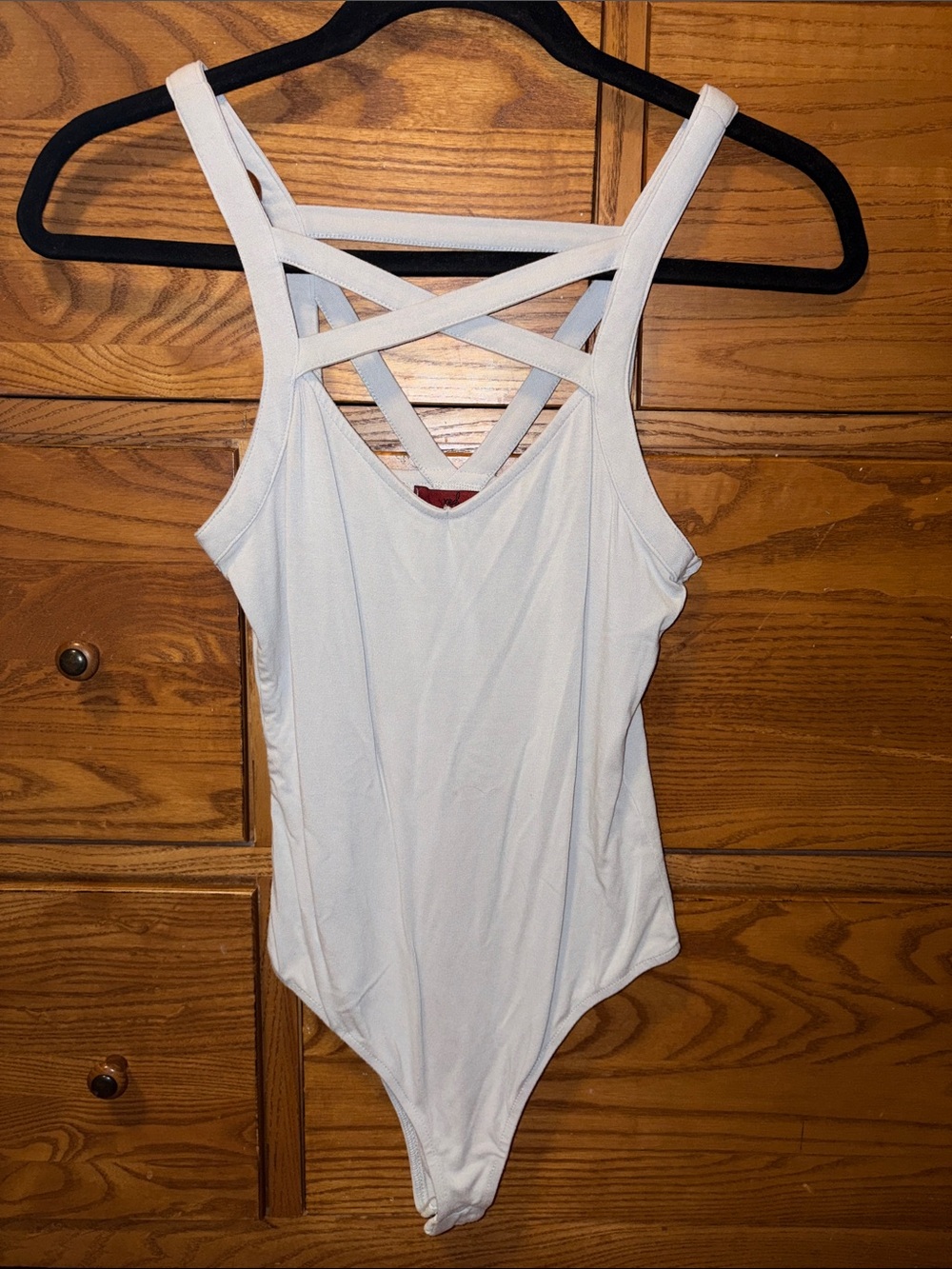 Slate Gray Strappy Bodysuit - Crisscross Back